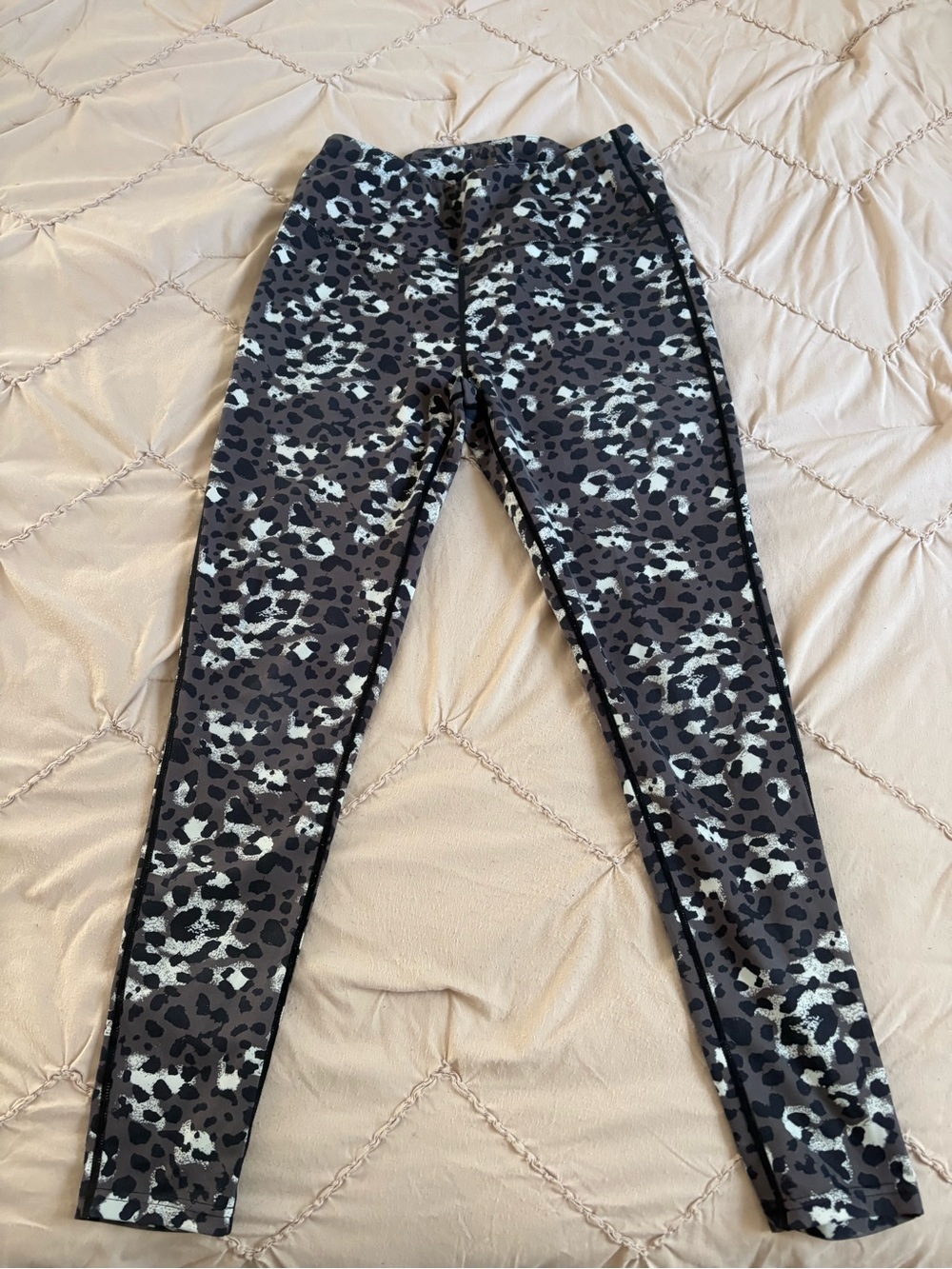 Leopard Print Stretch Leggings - Black/Grey